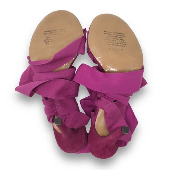 Isabel Marant Arieli Ribbon Strap Sandals 9 Ankle Wrap Tie Strappy Fuchsia Italy - Picture 8 of 14